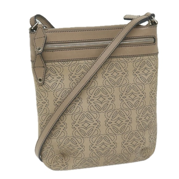 Loewe Handbags - LOEWE Anagram Shoulder Bag PVC Leather Beige Auth 62851